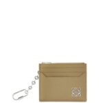 Loewe Women Anagram square cardholder in pebble grain calfskin with chain 206XF1367 Artichoke Green