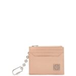 Loewe Women Anagram square cardholder in pebble grain calfskin with chain 206XF1368 Nude