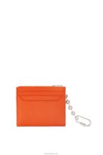Loewe Women Anagram square cardholder in pebble grain calfskin with chain 206XF1397 Orange - Image 3