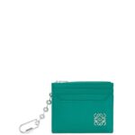 Loewe Women Anagram square cardholder in pebble grain calfskin with chain 206XF1412 Emerald Green