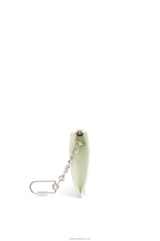 Loewe Women Anagram square cardholder in pebble grain calfskin with chain 206XF1417 Light Celadon - Image 2
