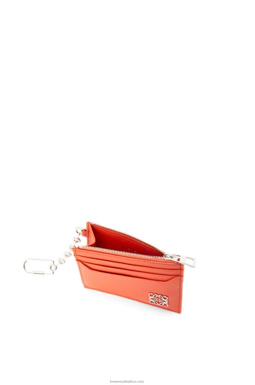 Loewe Women Anagram square key cardholder in pebble grain calfskin 206XF1324 Sunrise Orange - Image 4
