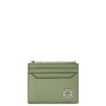 Loewe Women Anagram square zip cardholder in pebble grain calfskin 206XF1398 Rosemary
