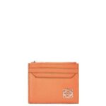Loewe Women Anagram square zip cardholder in pebble grain calfskin 206XF1399 Coral Reef