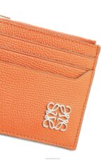 Loewe Women Anagram square zip cardholder in pebble grain calfskin 206XF1399 Coral Reef - Image 4