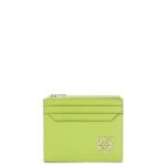 Loewe Women Anagram square zip cardholder in pebble grain calfskin 206XF1410 Green Bean