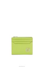 Loewe Women Anagram square zip cardholder in pebble grain calfskin 206XF1410 Green Bean