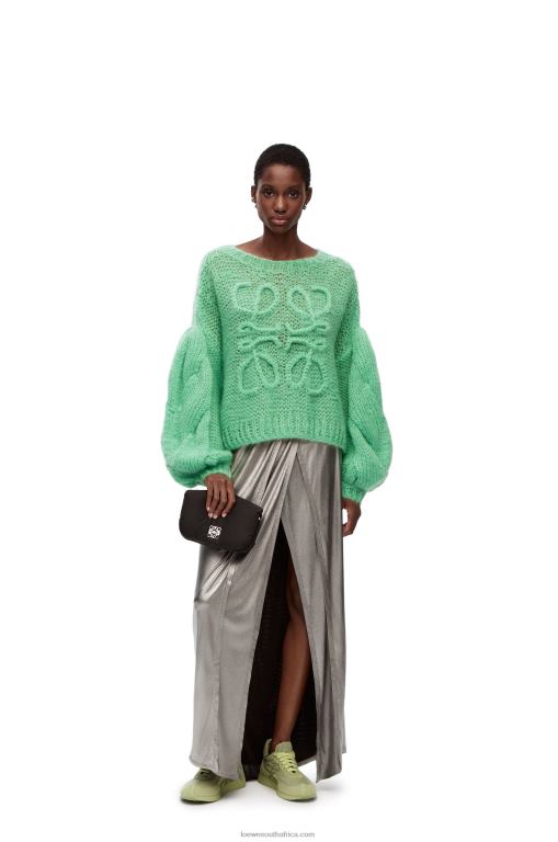loewe_women_anagram_sweater_in_mohair_206xf966_water_green.jpg Loewe Women Anagram sweater in mohair 206XF966 Water Green - Image 1