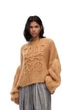 Loewe Women Anagram sweater in mohair 206XF967 Light Camel - Image 2