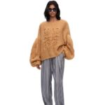 Loewe Women Anagram sweater in mohair 206XF967 Light Camel