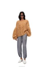 Loewe Women Anagram sweater in mohair 206XF967 Light Camel