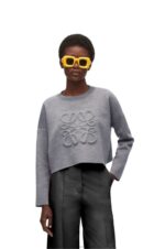 Loewe Women Anagram sweater in wool 206XF1005 Light Grey - Image 2