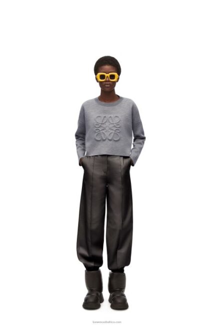 Loewe Women Anagram sweater in wool 206XF1005 Light Grey