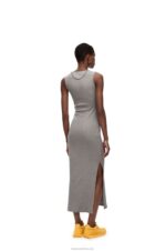 Loewe Women Anagram tank dress in cotton 206XF1090 Grey Melange - Image 2