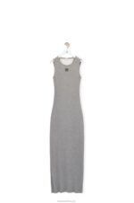 Loewe Women Anagram tank dress in cotton 206XF1090 Grey Melange - Image 4