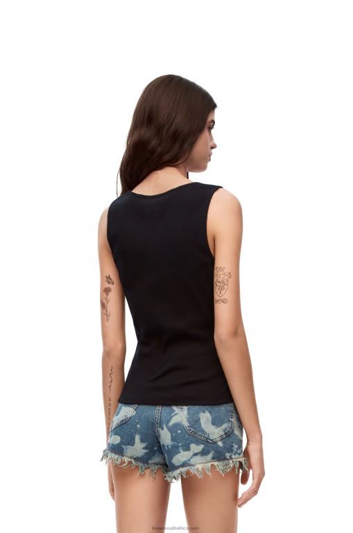 Loewe Women Anagram tank top in cotton 206XF789 Black/Multicolor - Image 3