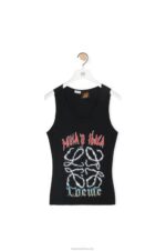 Loewe Women Anagram tank top in cotton 206XF789 Black/Multicolor - Image 5