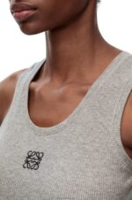 Loewe Women Anagram tank top in cotton 206XF904 Grey Melange - Image 4