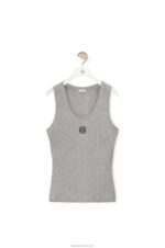 Loewe Women Anagram tank top in cotton 206XF904 Grey Melange - Image 5