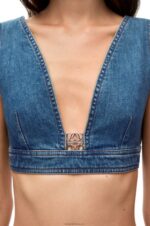 Loewe Women Anagram top in denim 206XF878 Medium Blue - Image 4