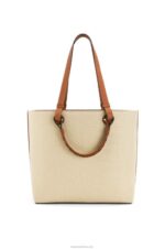 Loewe Women Anagram Tote bag in jacquard and calfskin 206XF122 Ecru/Tan - Image 4