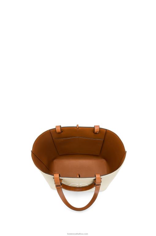 Loewe Women Anagram Tote bag in jacquard and calfskin 206XF122 Ecru/Tan - Image 5