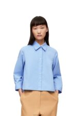 Loewe Women Anagram trapeze shirt in cotton poplin 206XF898 Baby Blue - Image 2