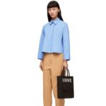 Loewe Women Anagram trapeze shirt in cotton poplin 206XF898 Baby Blue