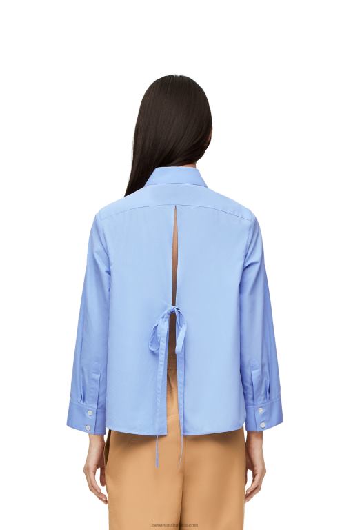 Loewe Women Anagram trapeze shirt in cotton poplin 206XF898 Baby Blue - Image 3