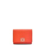 Loewe Women Anagram trifold wallet in pebble grain calfskin 206XF1204 Sunrise Orange