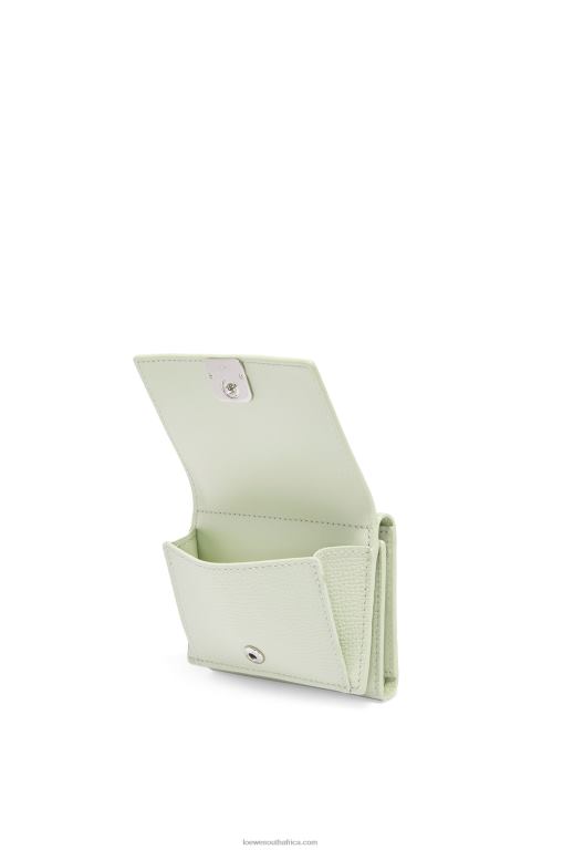 Loewe Women Anagram trifold wallet in pebble grain calfskin 206XF1232 Light Celadon - Image 3