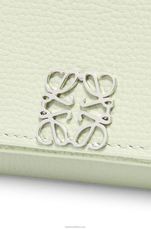 Loewe Women Anagram trifold wallet in pebble grain calfskin 206XF1232 Light Celadon - Image 6