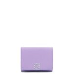 Loewe Women Anagram trifold wallet in pebble grain calfskin 206XF1235 Light Mauve