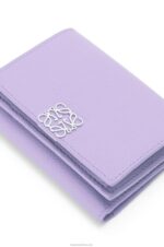 Loewe Women Anagram trifold wallet in pebble grain calfskin 206XF1235 Light Mauve - Image 6