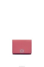 Loewe Women Anagram trifold wallet in pebble grain calfskin 206XF1238 Plumrose