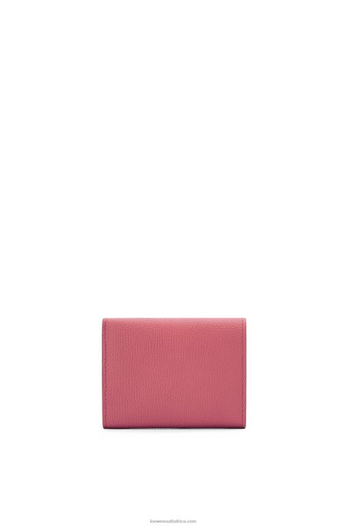 Loewe Women Anagram trifold wallet in pebble grain calfskin 206XF1238 Plumrose - Image 5