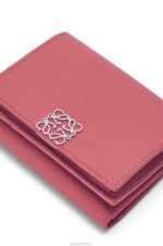 Loewe Women Anagram trifold wallet in pebble grain calfskin 206XF1238 Plumrose - Image 6