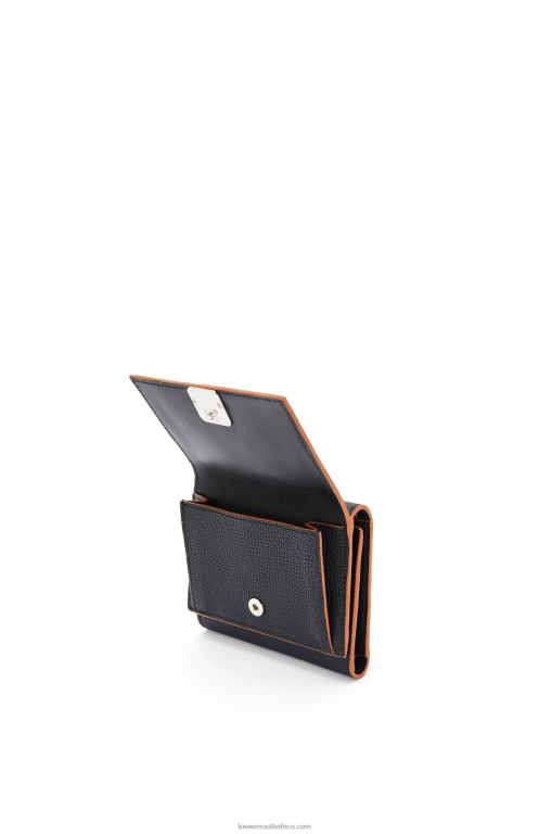 Loewe Women Anagram trifold wallet in pebble grain calfskin 206XF1245 Black - Image 3