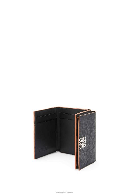 Loewe Women Anagram trifold wallet in pebble grain calfskin 206XF1245 Black - Image 4