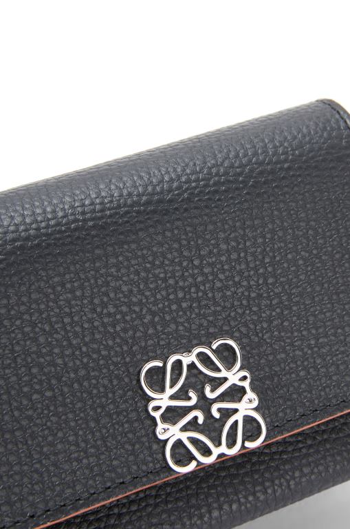 Loewe Women Anagram trifold wallet in pebble grain calfskin 206XF1245 Black - Image 6