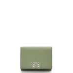 Loewe Women Anagram trifold wallet in pebble grain calfskin 206XF1247 Rosemary