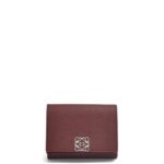 Loewe Women Anagram trifold wallet in pebble grain calfskin 206XF1296 Burgundy