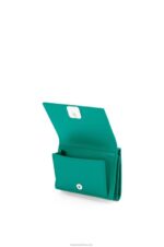 Loewe Women Anagram trifold wallet in pebble grain calfskin 206XF1319 Emerald Green - Image 3