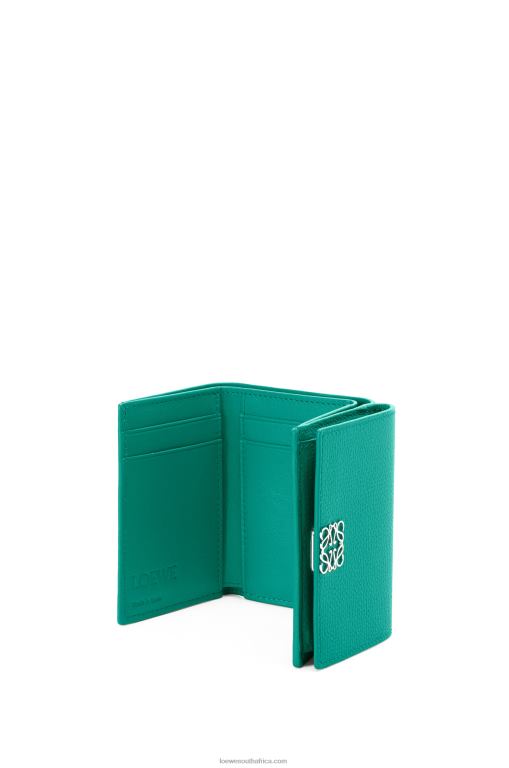 Loewe Women Anagram trifold wallet in pebble grain calfskin 206XF1319 Emerald Green - Image 4