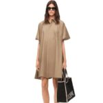 Loewe Women Anagram tunic dress in cotton 206XF1050 Taos Taupe