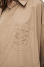 Loewe Women Anagram tunic dress in cotton 206XF1050 Taos Taupe - Image 3