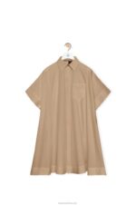 Loewe Women Anagram tunic dress in cotton 206XF1050 Taos Taupe - Image 4