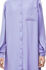 Loewe Women Anagram tunic dress in silk toile 206XF1075 Lilac - Image 4