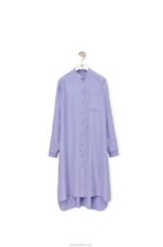 Loewe Women Anagram tunic dress in silk toile 206XF1075 Lilac - Image 5