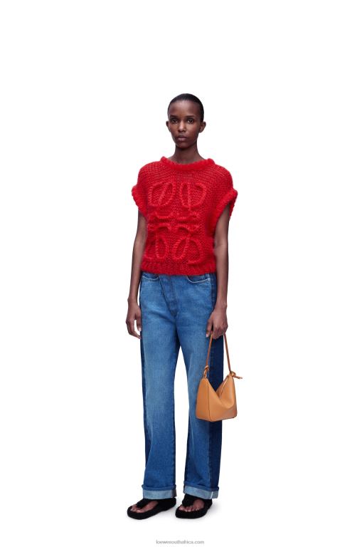 loewe_women_anagram_vest_in_mohair_206xf775_red.jpg Loewe Women Anagram vest in mohair 206XF775 Red - Image 1